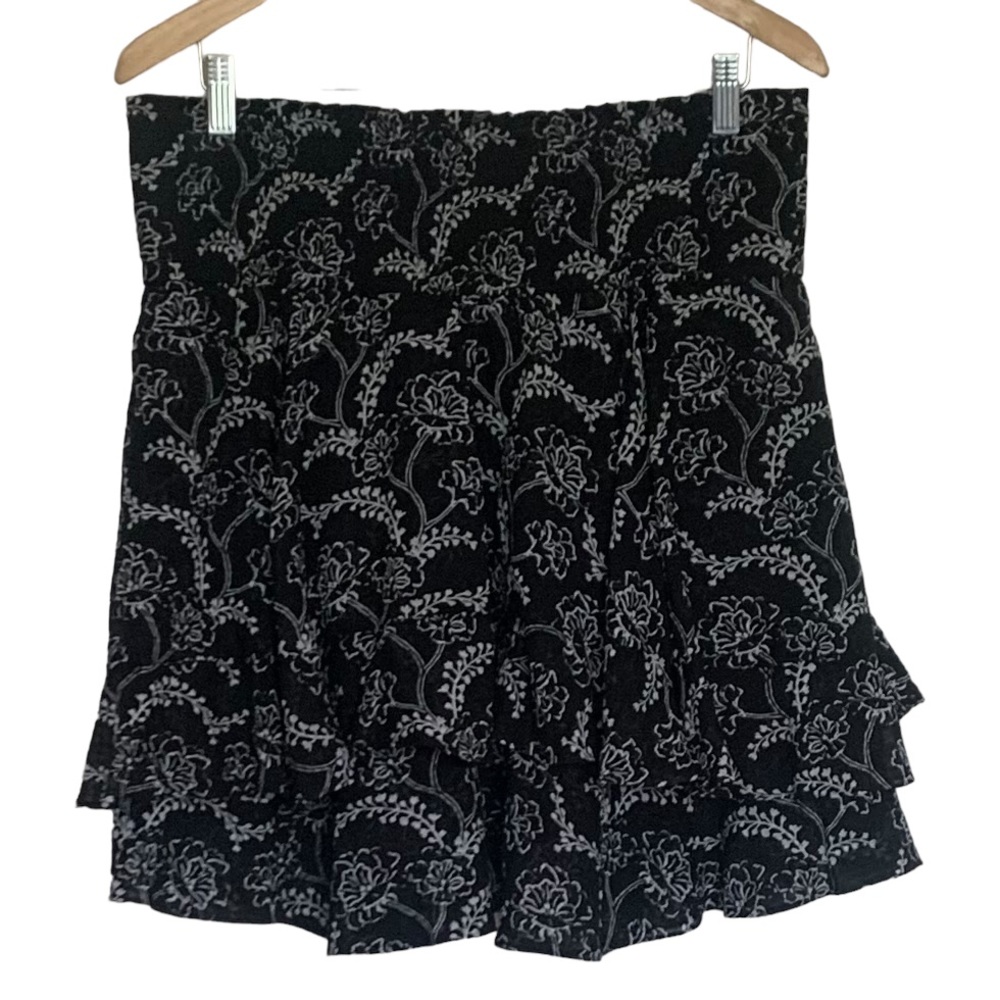 NWT ALC Plus Vera Black Tiered Silk Blend Ruffle Skirt Size 14 - Picture 8 of 13